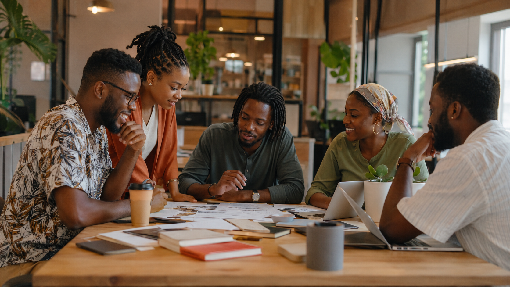 African professionals collaborating in a team meeting