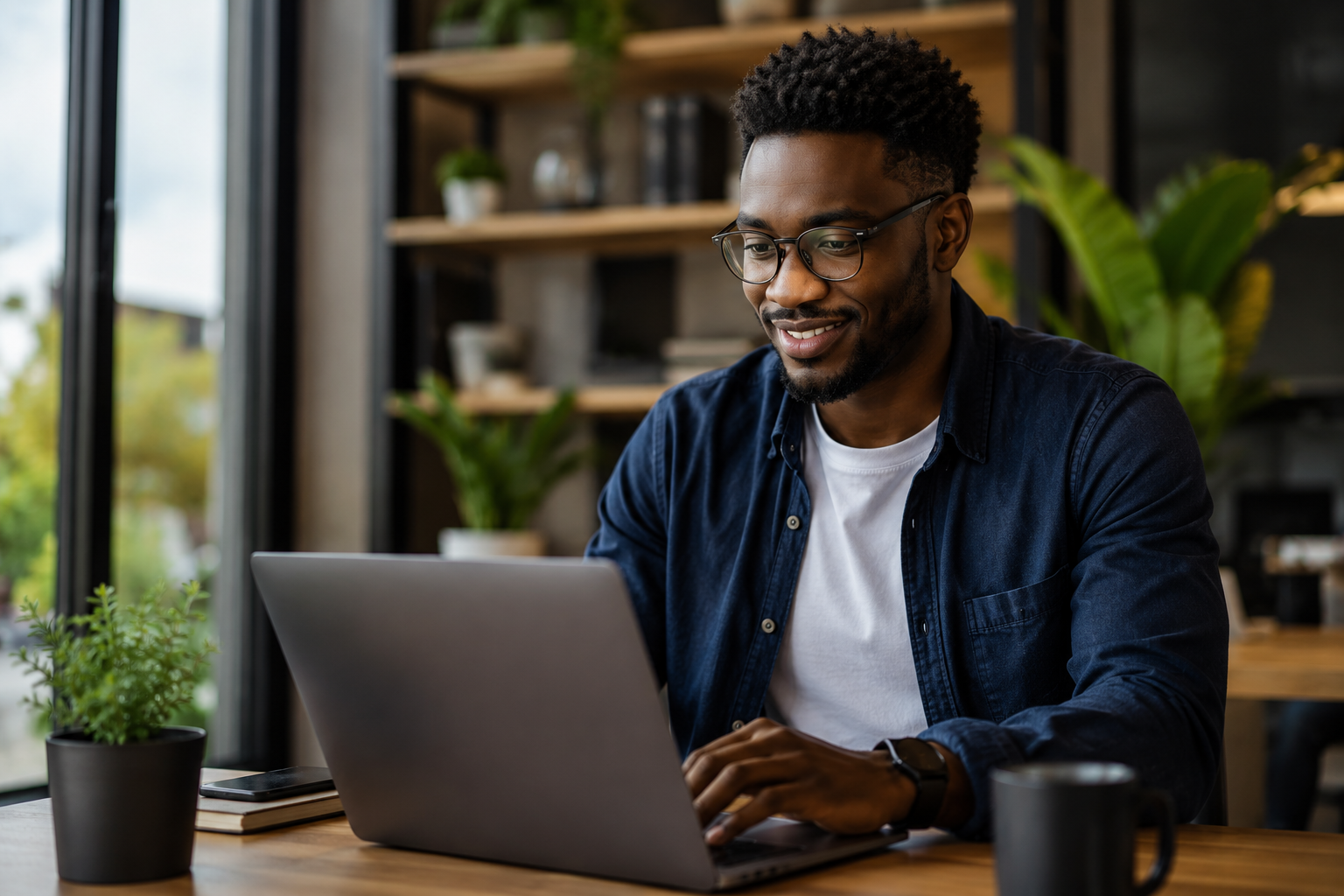Consultant working focused at a desk