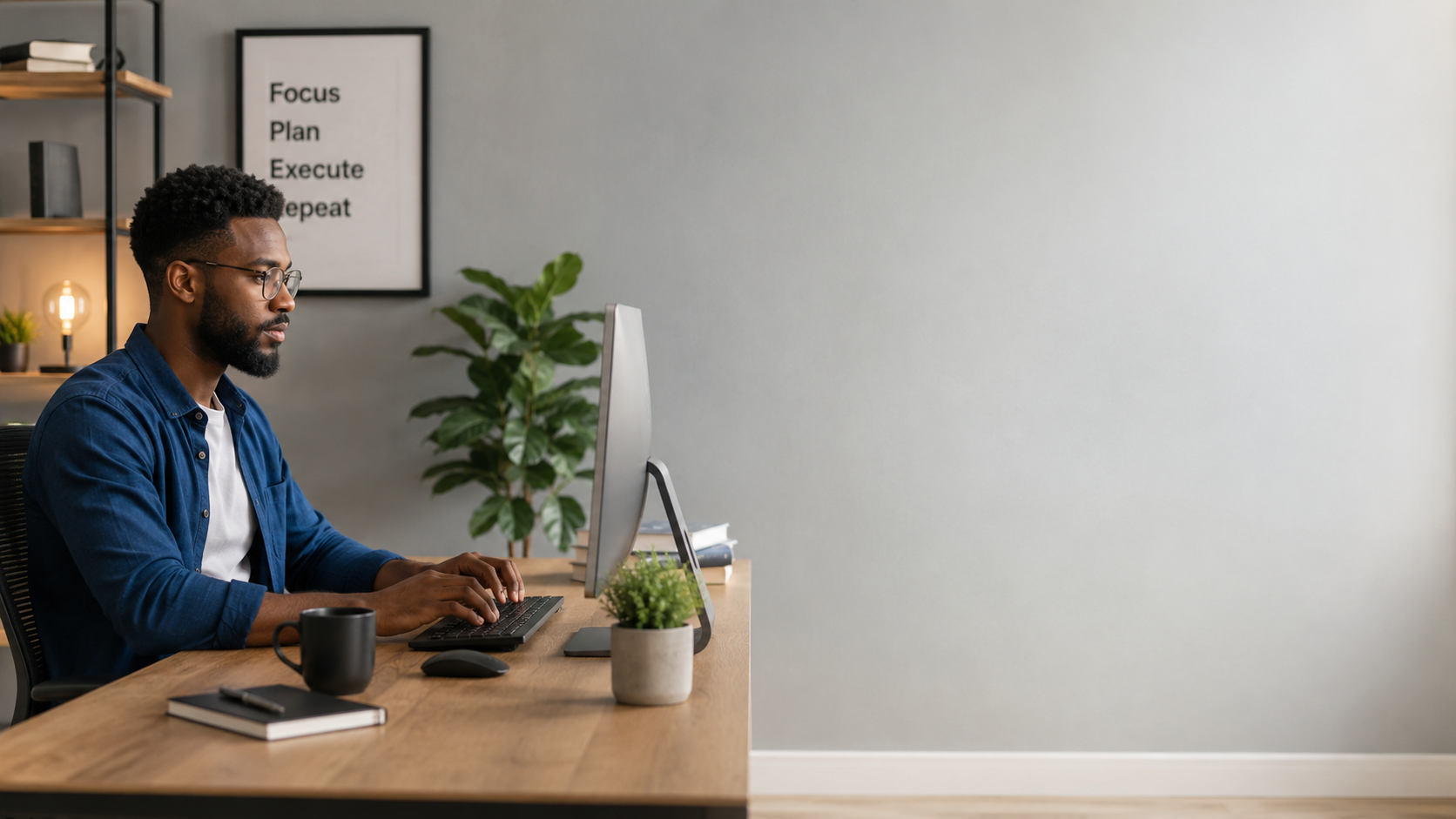Freelancer working focused at a desk